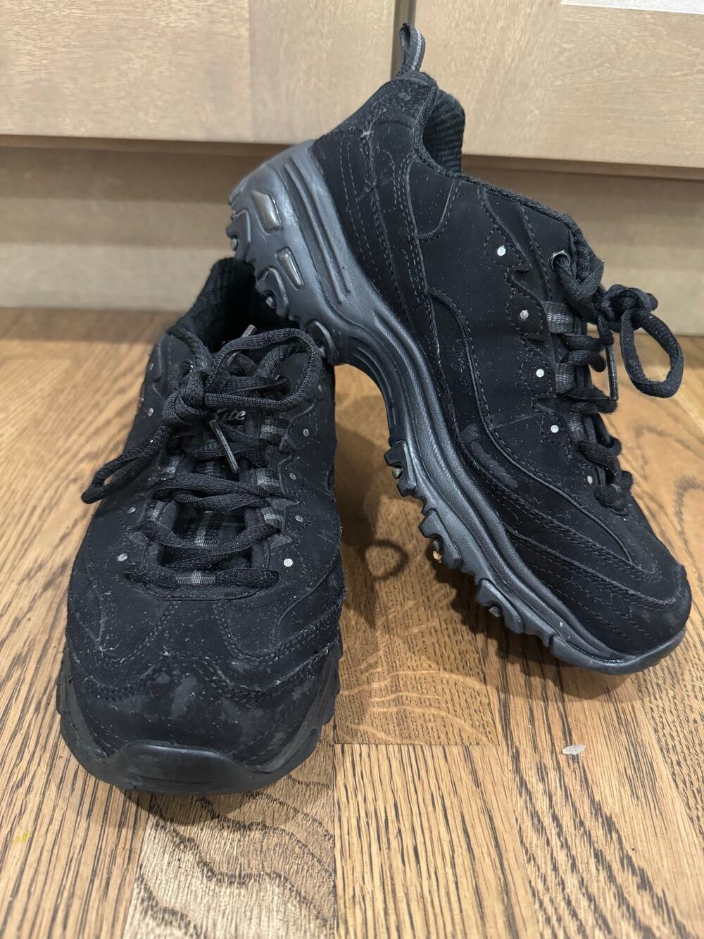 Skechers D'Lites Play On Black Chunky Sneakers Women Shoes Sz 6.5 Walking Y2K